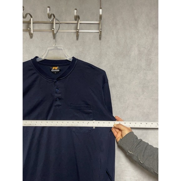 Konreco Shirt Men L Navy Flame Resistant FR Henley Long Sleeve Workwear Cat2 Tee - Picture 3 of 9
